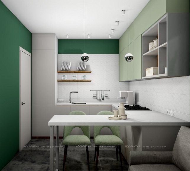 Дизайн Кухня в стиле Минимализм в сером цвете №12713 - 6 изображение