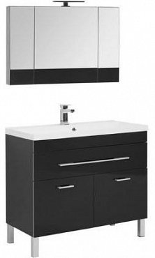 Комплект мебели для ванной Aquanet Верона 100 1 ящ 2 дв черный зеркало камерино