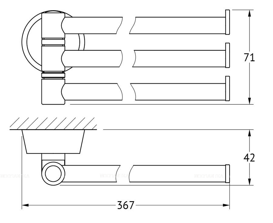 Полотенцедержатель FBS Vizovice VIZ 045 поворотный тройной - изображение 2