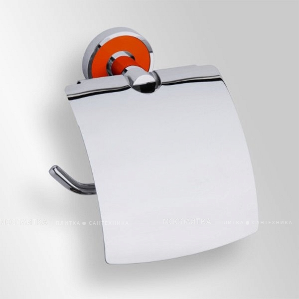 Держатель туалетной бумаги Bemeta Trend-i 104112018g 13.5 x 7 x 15.5 см с крышкой, хром, оранжевый - изображение 3