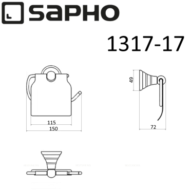Держатель туалетной бумаги Sapho Diamond 1317-17 хром - 3 изображение