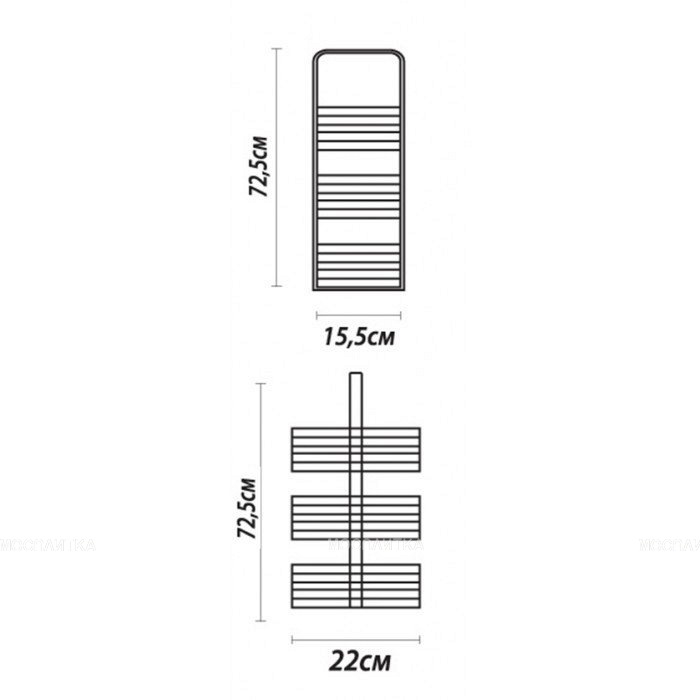 Полка прямоугольная Fixsen FX-851 трехэтажная, хром - изображение 2