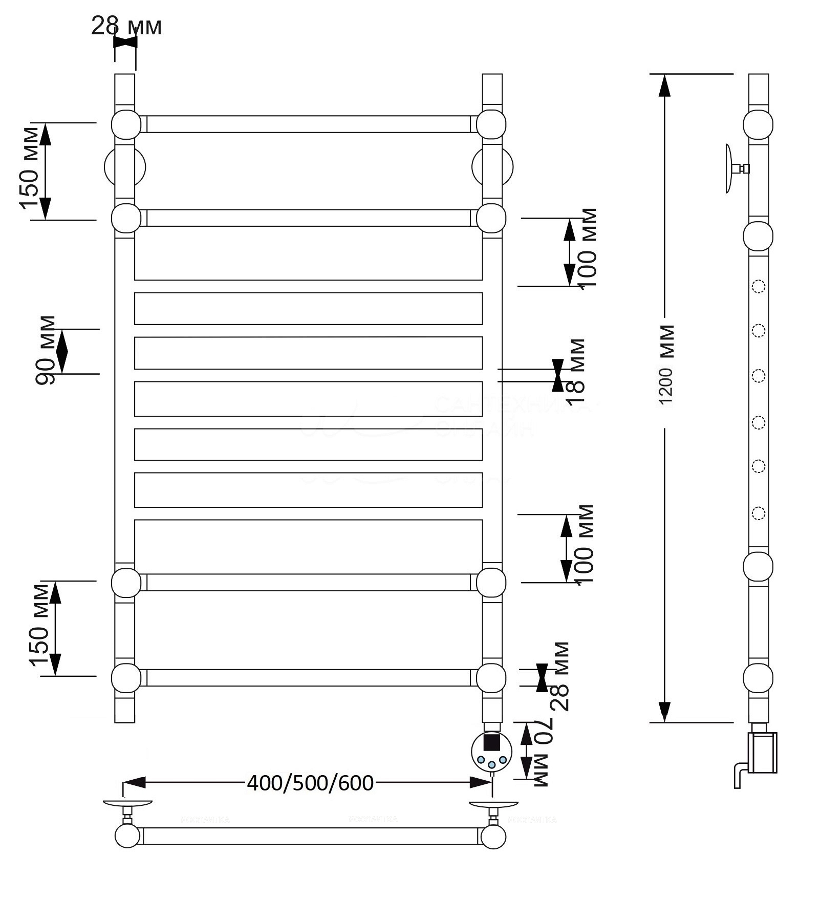 Полотенцесушитель электрический Secado Флоренция 4 120х60 см 4603777470722 R, бронза - изображение 2