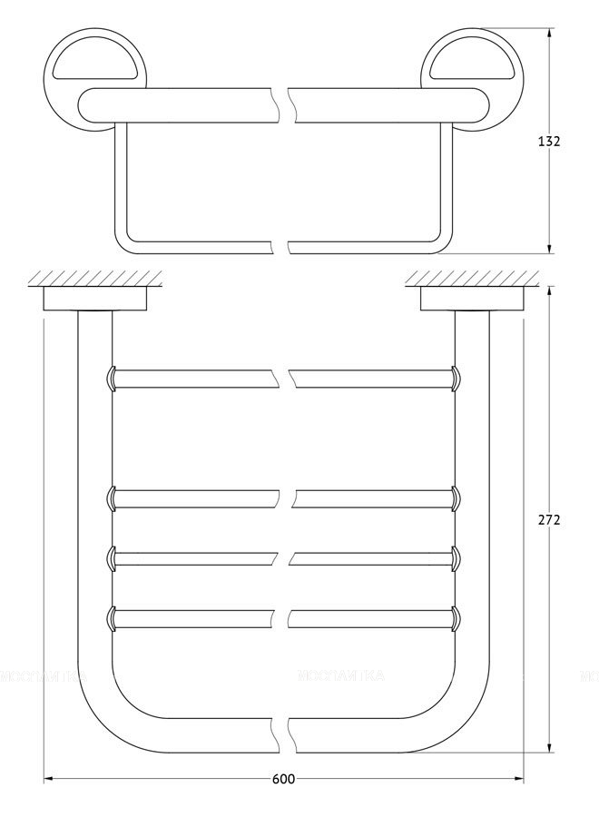 Полка для полотенец с нижним держателем FBS Luxia LUX 042 длина 60 см - изображение 2