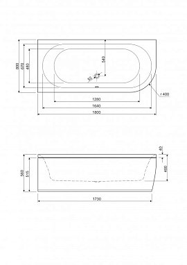 Акриловая ванна 180х80 см Cezares Metauro METAURO CORNER-180-80-40-L-W37 белая
