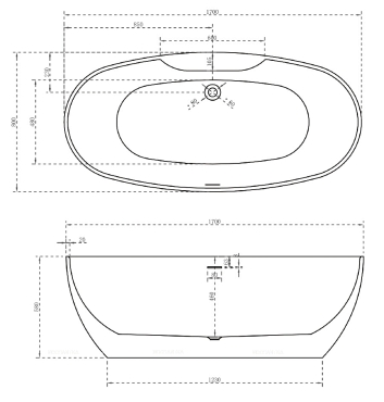 Акриловая ванна Abber 170х80 см AB9323, белая - 4 изображение