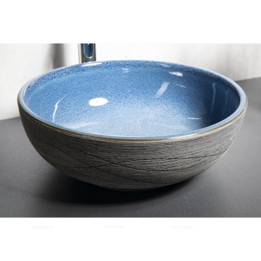 Раковина-чаша 41 см Sapho Priori PI020 серый / синий - 6 изображение