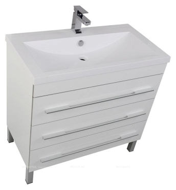 Комплект мебели для ванной Aquanet Верона 90 белый напольный 3 ящика - 6 изображение