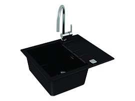 Кухонная мойка Alveus Cadit 10 Granital 1132021 черная в комплекте с сифоном