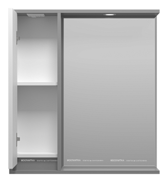 Зеркальный шкаф Brevita Balaton 75 см BAL-04075-01-01Л левый, с подсветкой, белый / серый - 2 изображение