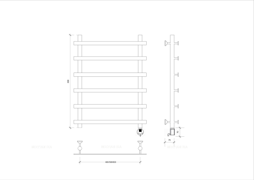 Полотенцесушитель электрический Secado Понтида 1 80х50 см 4603777456511 R, хром - 2 изображение