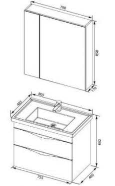 Комплект мебели для ванной Aquanet Эвора 80 дуб антик - 17 изображение