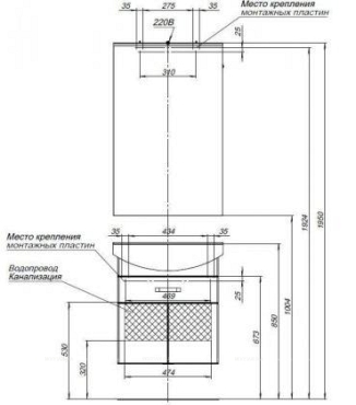 Комплект мебели для ванной Aquanet Ирис 60 1 ящик, 2 фасада - 11 изображение