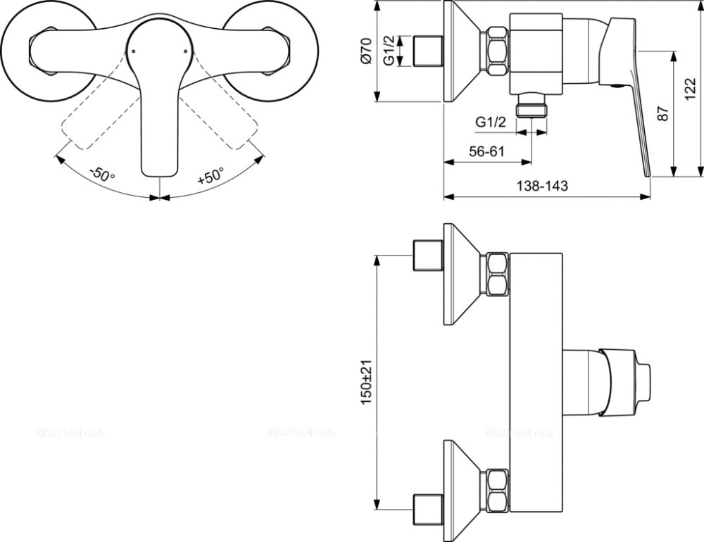 Настенный смеситель для душа Ideal Standard ENTELLA BC235AA - изображение 2