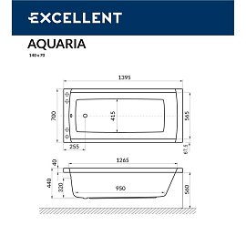 Акриловая ванна 140х70 см Excellent Aquaria WAEX.AQU14.ULTRANANO.GL белая