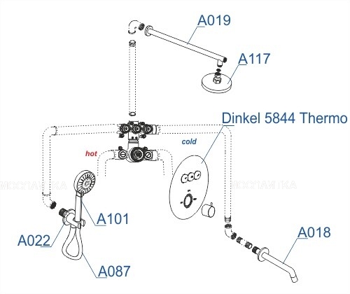 Душевой комплект WasserKRAFT Dinkel A175817 встраиваемый, хром - изображение 12