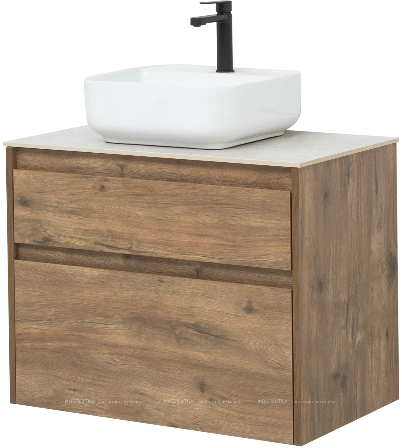 Комплект мебели для ванной Aquanet Nova Lite 75 см 249515, 2 ящика, коричневый - изображение 5