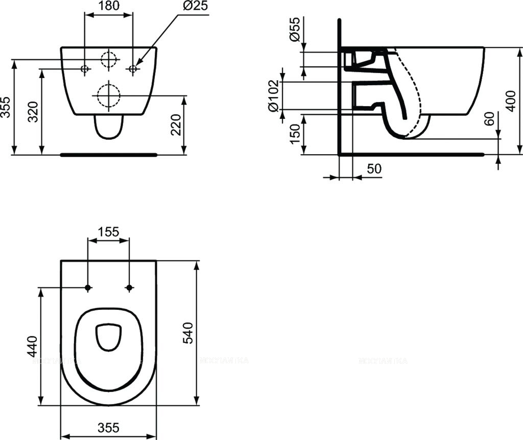 Унитаз подвесной Ideal Standard Blend Curve T374901 - изображение 9
