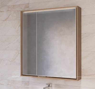 Зеркальный шкаф Raval Frame Fra.03.75/DT, 75 см, с подсветкой, дуб трюфель - 4 изображение