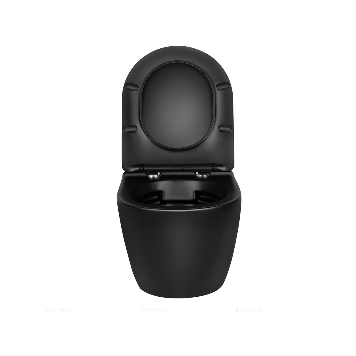 Комплект подвесной безободковый унитаз Vincea Globo VT1-14SMB с сиденьем soft-close, черный матовый + инсталляция Geberit Delta 458.149.21.1 с кнопкой, хром глянцевый - изображение 5
