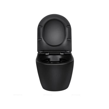Комплект подвесной безободковый унитаз Vincea Globo VT1-14SMB с сиденьем soft-close, черный матовый + инсталляция Geberit Delta 458.149.21.1 с кнопкой, хром глянцевый - 5 изображение