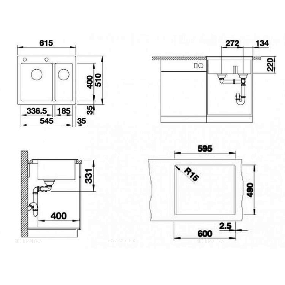 Кухонная мойка Blanco Pleon 6 Split 521696 серый беж - изображение 8