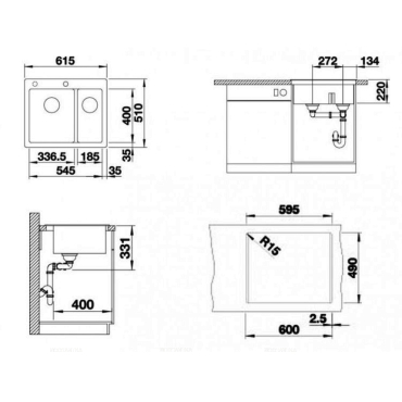 Кухонная мойка Blanco Pleon 6 Split 521696 серый беж - 8 изображение