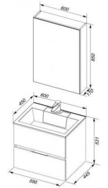 Комплект мебели для ванной Aquanet Алвита 60 белый - 12 изображение
