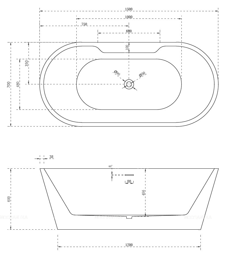 Акриловая ванна Abber 150х70 см AB9299-1.5, белый - изображение 4