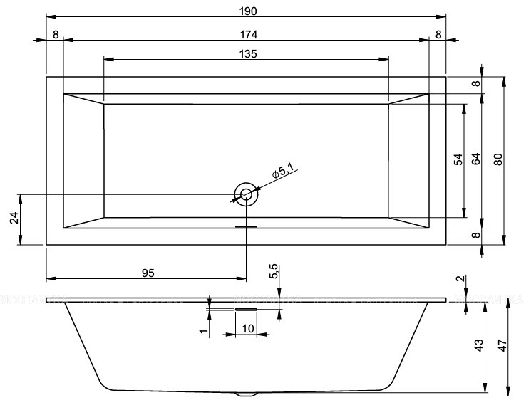Акриловая ванна Riho Rething Cubic 190x80 BR1000500000000 - изображение 3