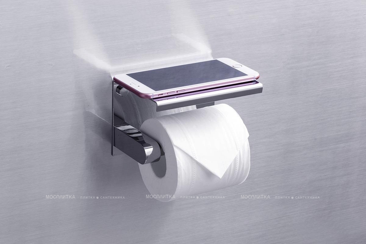 Держатель туалетной бумаги Rush Edge ED77141 Chrome с полкой для телефона - изображение 3