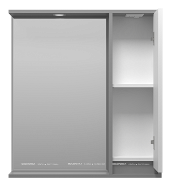 Зеркальный шкаф Brevita Balaton 75 см BAL-04075-01-01П правый, с подсветкой, белый / серый - 2 изображение