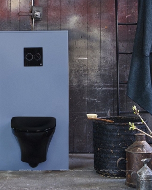 Унитаз подвесной Gustavsberg Estetic Hygienic Flush черный безободковый с сиденьем Soft Close покрытие Ceramicplus - 2 изображение