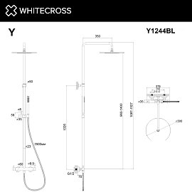Душевая стойка Whitecross Y black Y1244BL 1 режим, матовый черный
