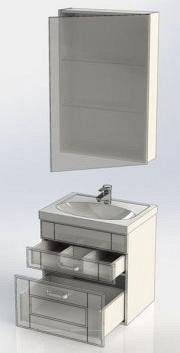 Комплект мебели для ванной Aquanet Рондо 60 2 ящика зеркало Камерино белый - 12 изображение