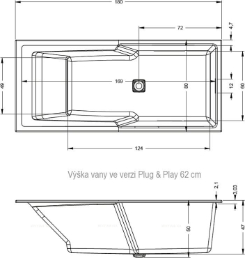 Акриловая ванна Riho Still Shower 180x80 см L Plug&Play - 3 изображение