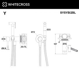 Гигиенический душ Whitecross Y black SYSYBI2BL со смесителем, матовый черный