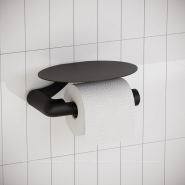 Держатель туалетной бумаги Iddis Noa NOABL00i43 с полкой для телефона, черный матовый - 3 изображение