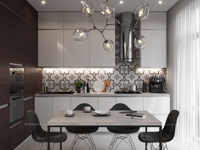 Дизайн Кухня в стиле Лофт в сером цвете №12563