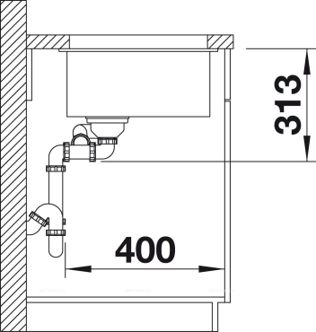 Кухонная мойка Blanco Subline 340/160-U 523551 чаша слева, жемчужный - 6 изображение