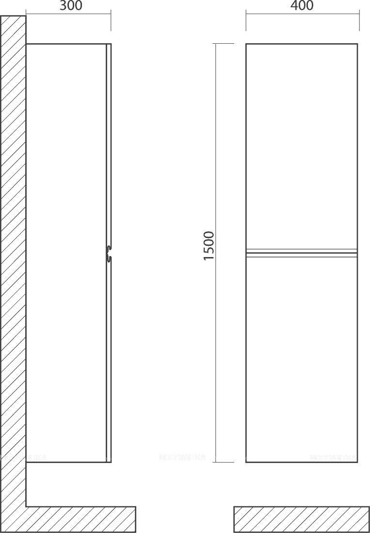 Шкаф-пенал Art&Max Platino 40 см AM-Platino-1500-2A-SO-GM серый матовый - изображение 3