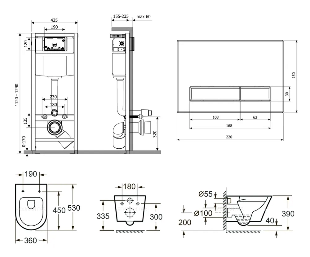 Комплект подвесной безободковый унитаз Lavinia Boho Biore Rimless, микролифт, 87040100 - изображение 9