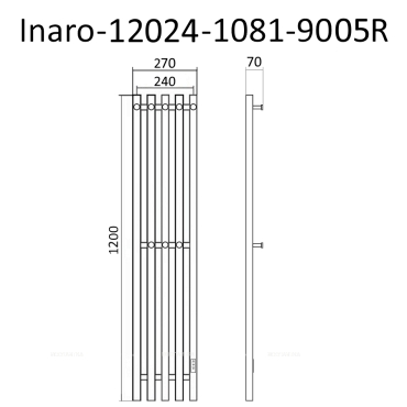 Полотенцесушитель электрический Маргроид Inaro профильный 120х27 см Inaro-12024-1081-9005R матовый черный - 6 изображение