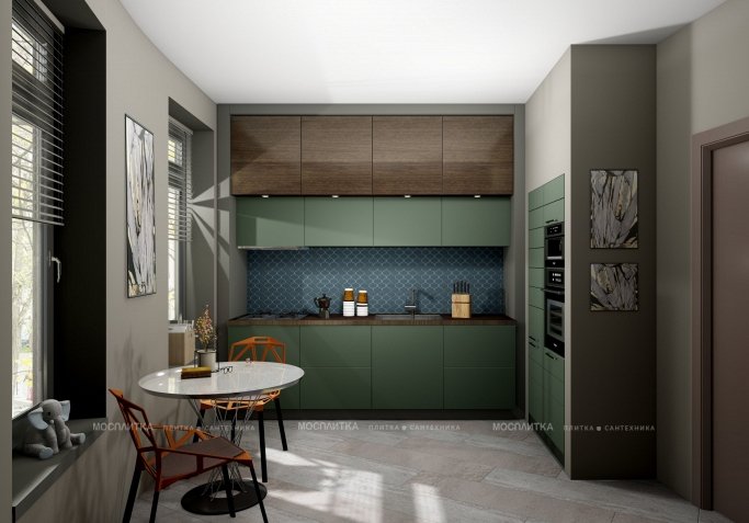 Дизайн Кухня в стиле Современный в зеленом цвете №12779