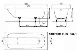 Стальная ванна Kaldewei Saniform Plus 160x70 см Anti-slip