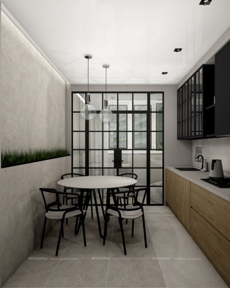 Дизайн Кухня в стиле Минимализм в сером цвете №12889 - 3 изображение