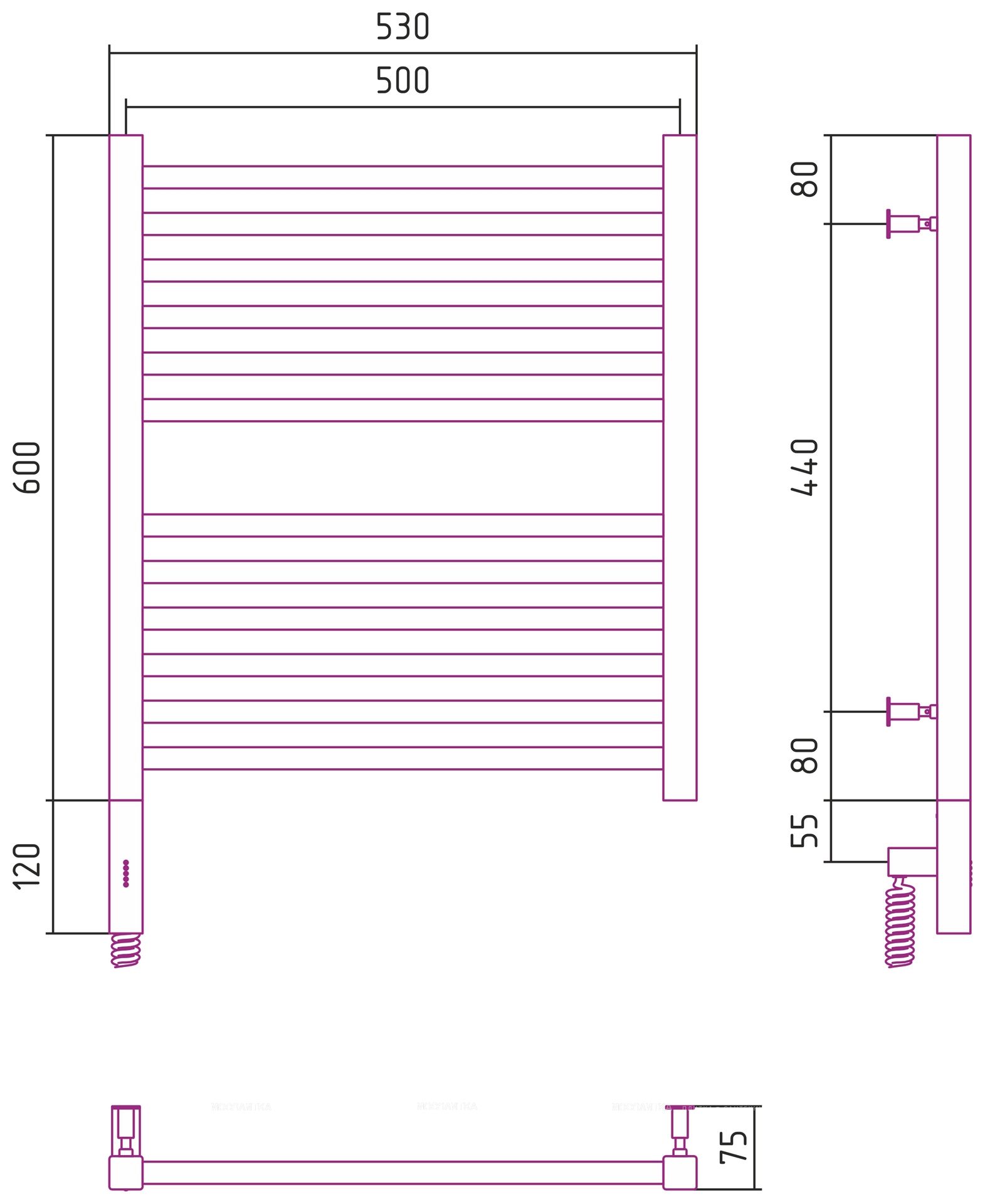 Полотенцесушитель электрический Сунержа Модус 3.0 60х50 см 00-5700-6050 без покрытия - изображение 4