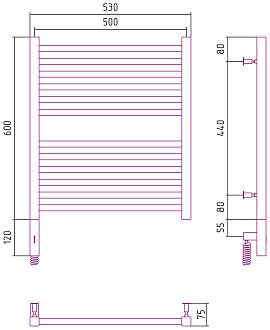 Полотенцесушитель электрический Сунержа Модус 3.0 60х50 см 00-5700-6050 без покрытия