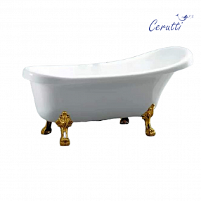 Акриловая ванна Ceruttispa Vico C-2015-1 на львиных алюминиевых золотых лапах 170x75 C-2015-1