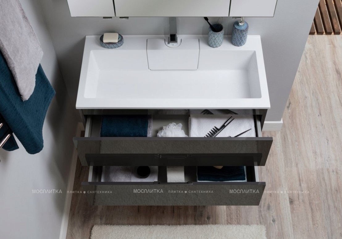 Комплект мебели для ванной Aquanet Алвита 100 серый антрацит - изображение 17